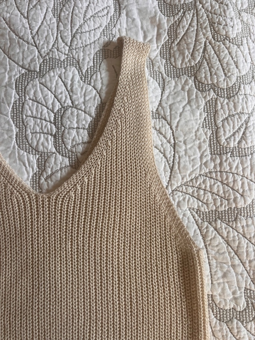 Pink Lily Soft Cozy Knit Cream Tank Top